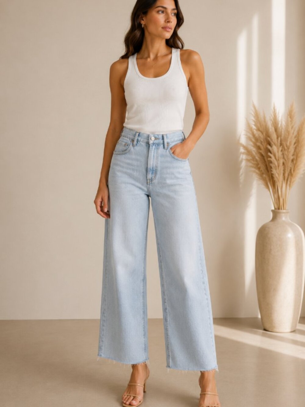 Citizens of Humanity Annina Jeans 26 High Rise Wide Leg Crop Light Wash Premium